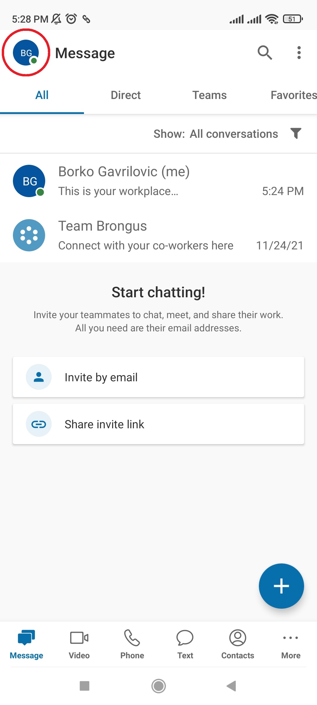 Heads-up display in the RingCentral app. 